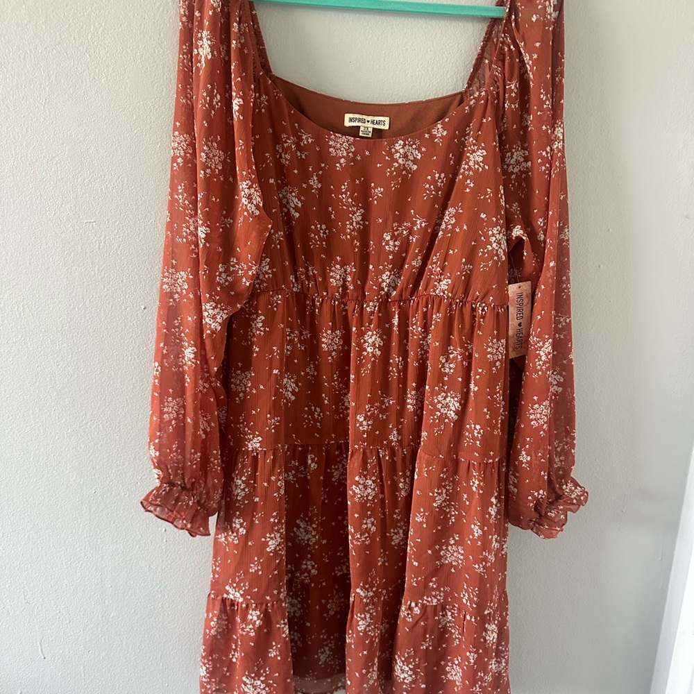 Inspired Hearts Terracotta Floral Dress